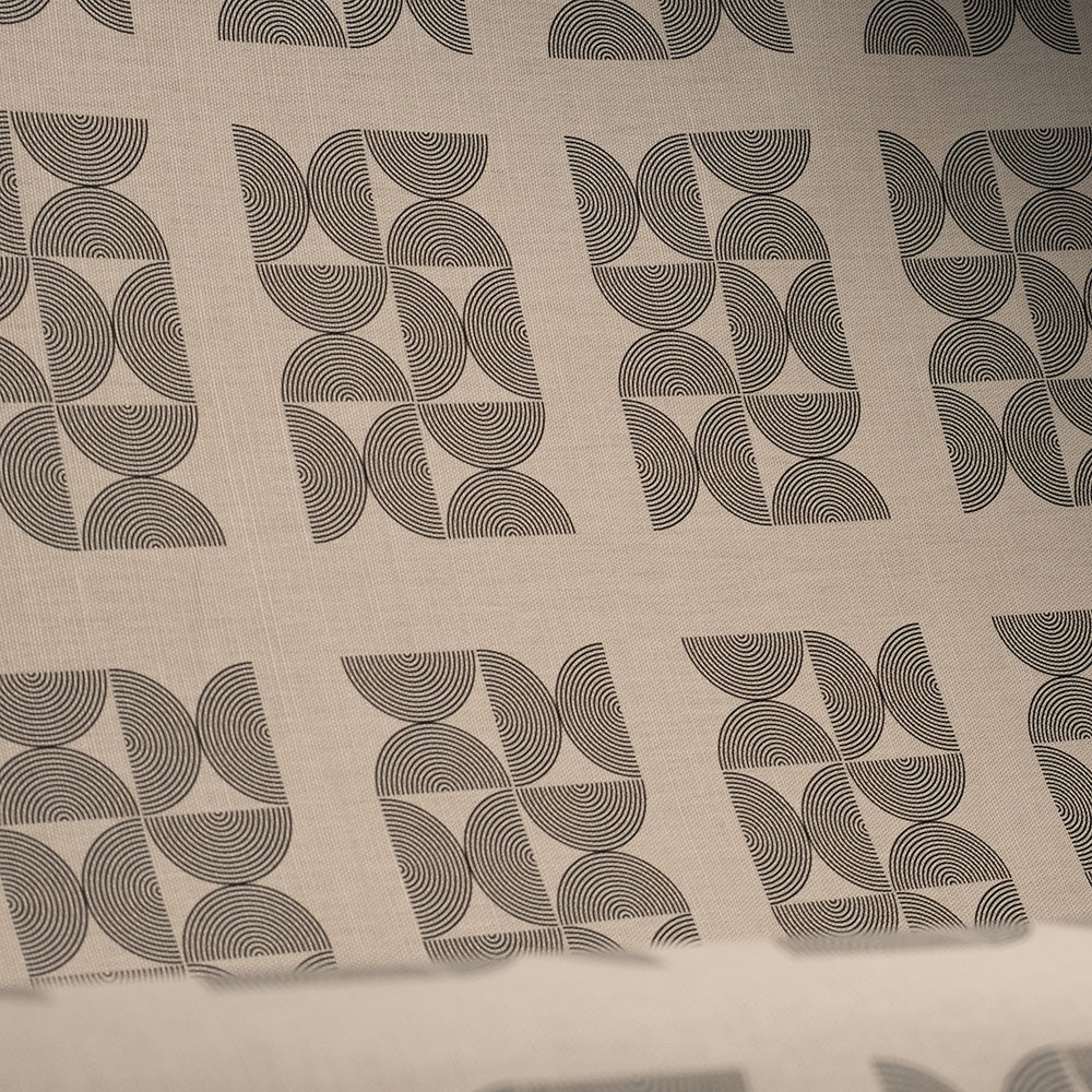 Minimalist black upholstery fabric with soft curved geometric motifs – Simplicity No.4