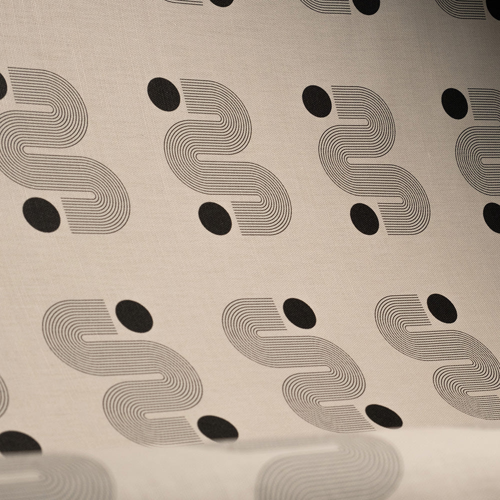 Black minimalist upholstery fabric with sculptural curves – Simplicity No.7