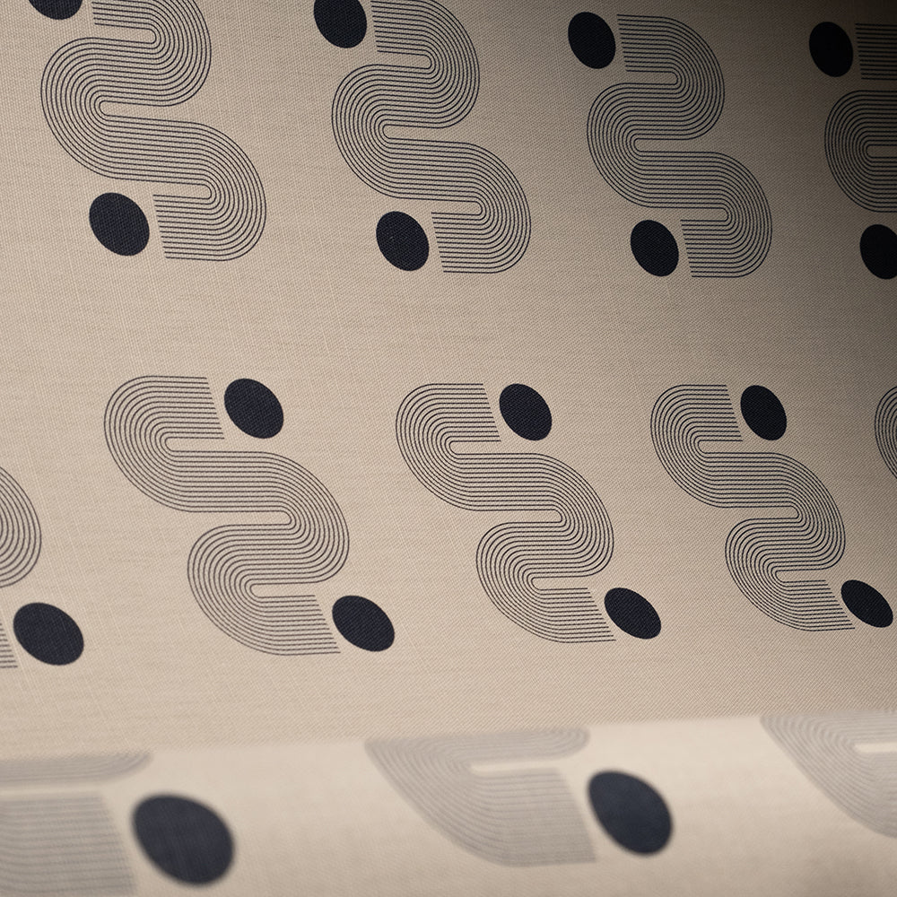 Navy minimalist upholstery fabric with curved line motifs – Simplicity No.9