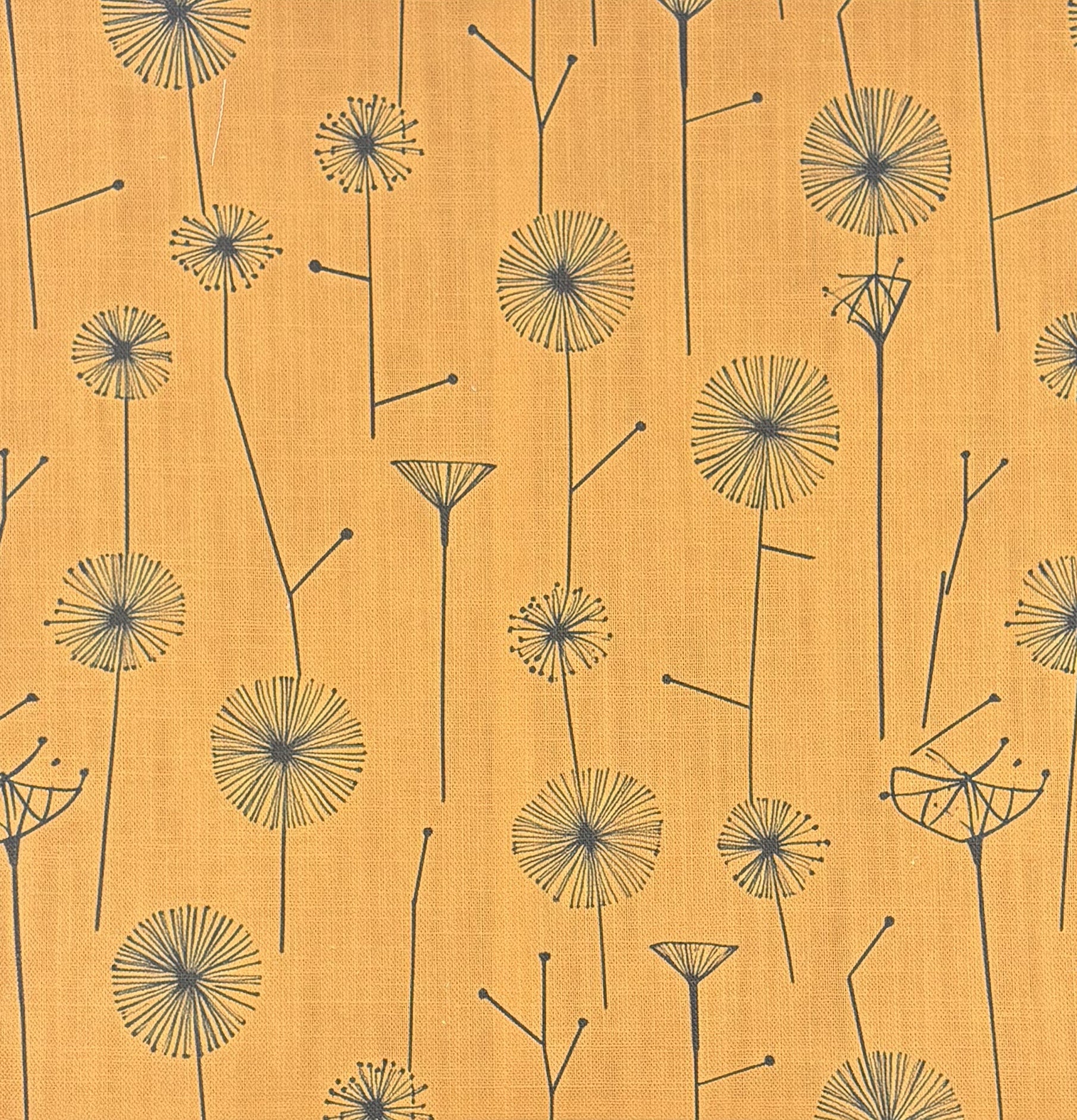 Sketch No.1 yellow upholstery fabric with dandelion illustrations