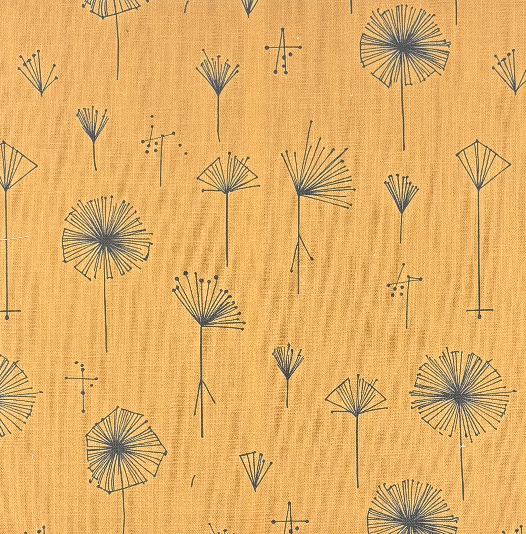 Sketch No.2 yellow upholstery fabric with hand-drawn dandelions