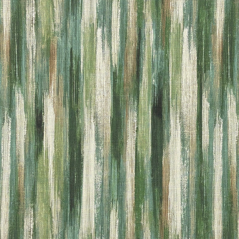 Striped No.26 green and teal striped upholstery fabric with painterly brushstroke design
