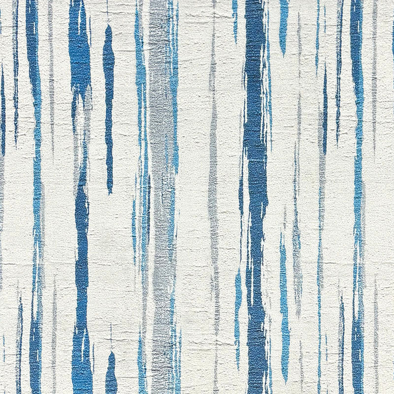 Striped No.22 blue and ivory painterly stripe Crib5 printed velvet upholstery fabric by Saint and Poet