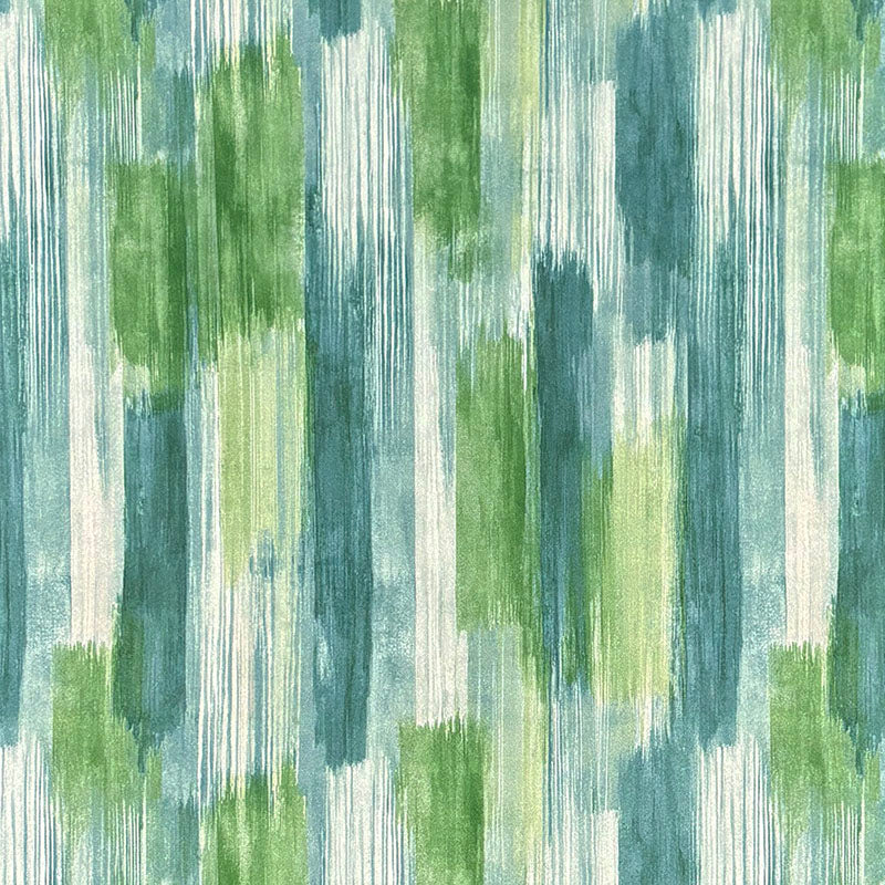 Flat view of Striped No.27 moss, sage and lime broad painted stripe Crib5 velvet upholstery fabric