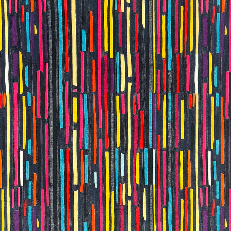Striped No.7 bright red, blue, yellow, peach and violet painterly stripe Crib5 printed velvet upholstery fabric by Saint and Poet