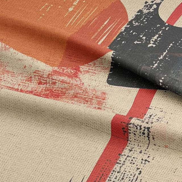 Fabric texture with distressed geometric pattern in soft neutral tones