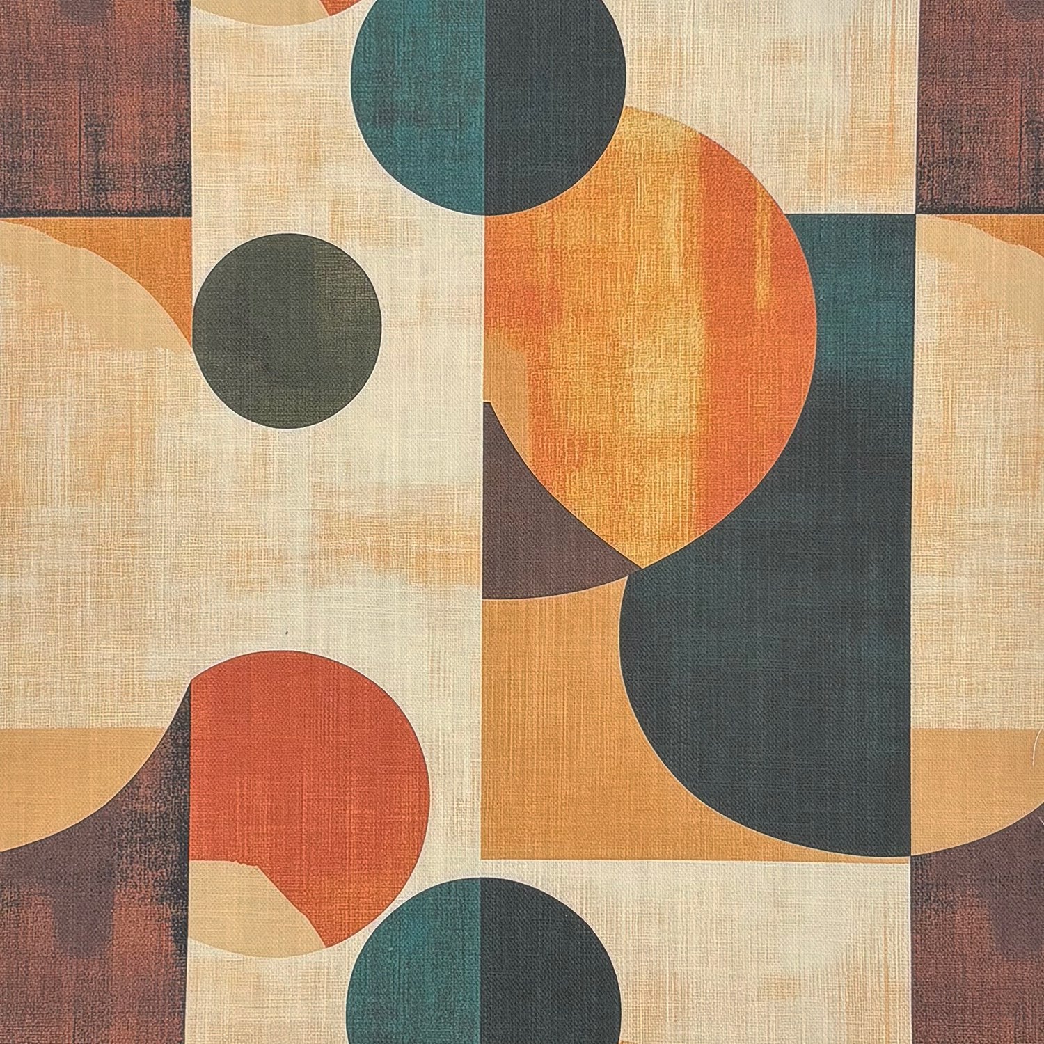 Flat image of Symbolic No.23 multicoloured abstract geometric upholstery fabric.