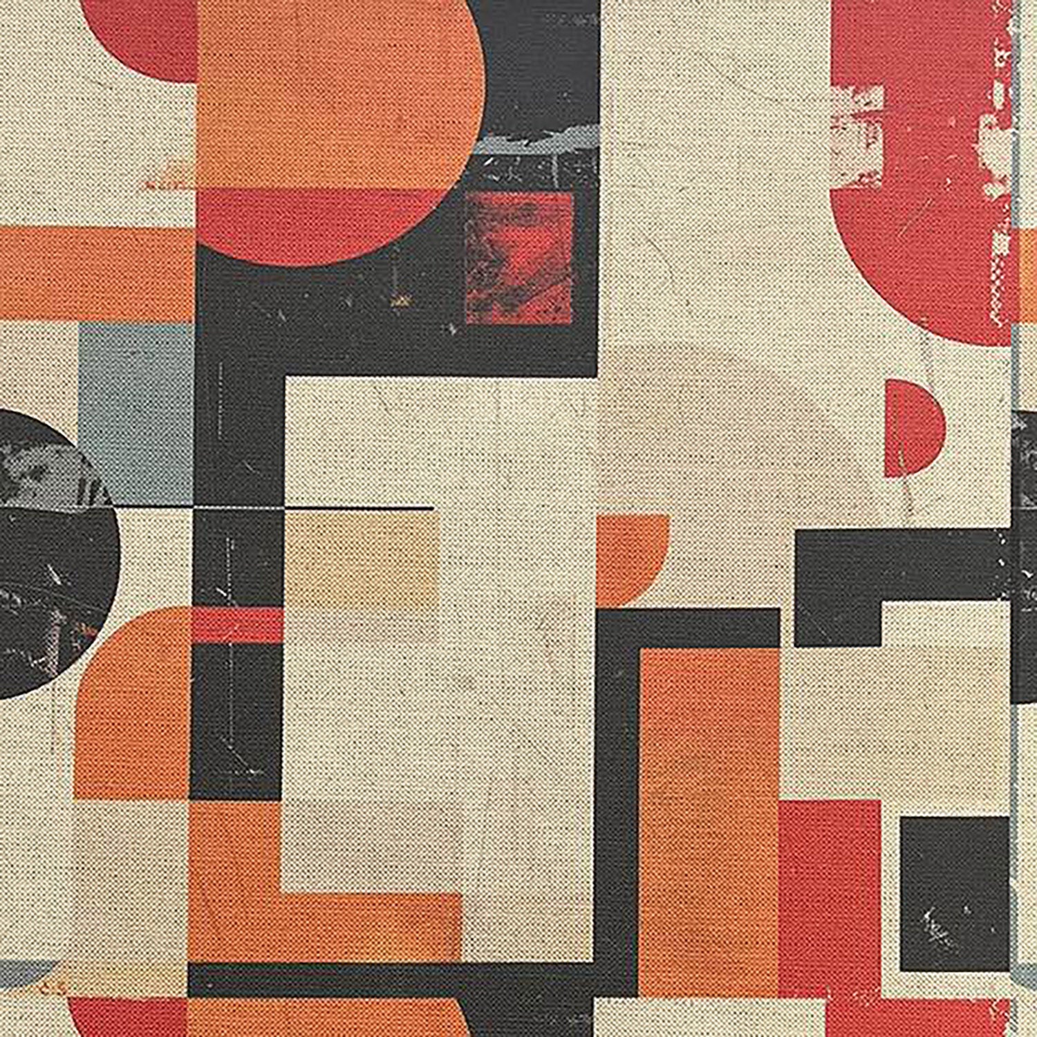 Symbolic No.4 abstract upholstery fabric with geometric shapes