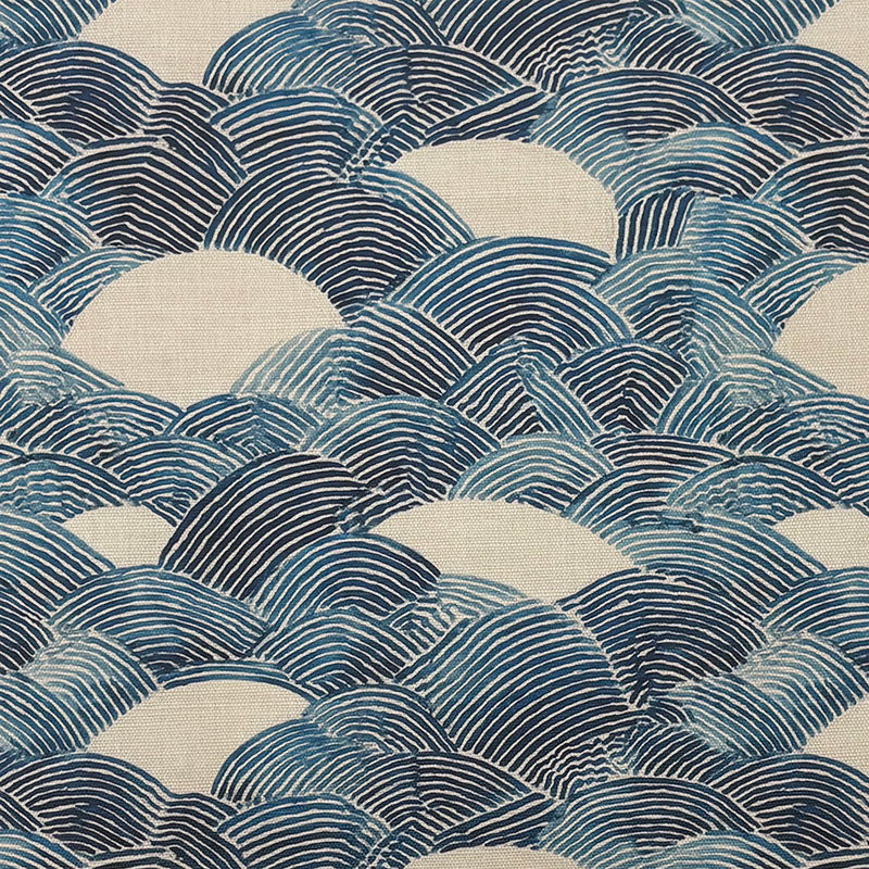 blue upholstery fabric Texture No.10 with repeating wave pattern in navy and sky blue tones forming layered scalloped texture effect