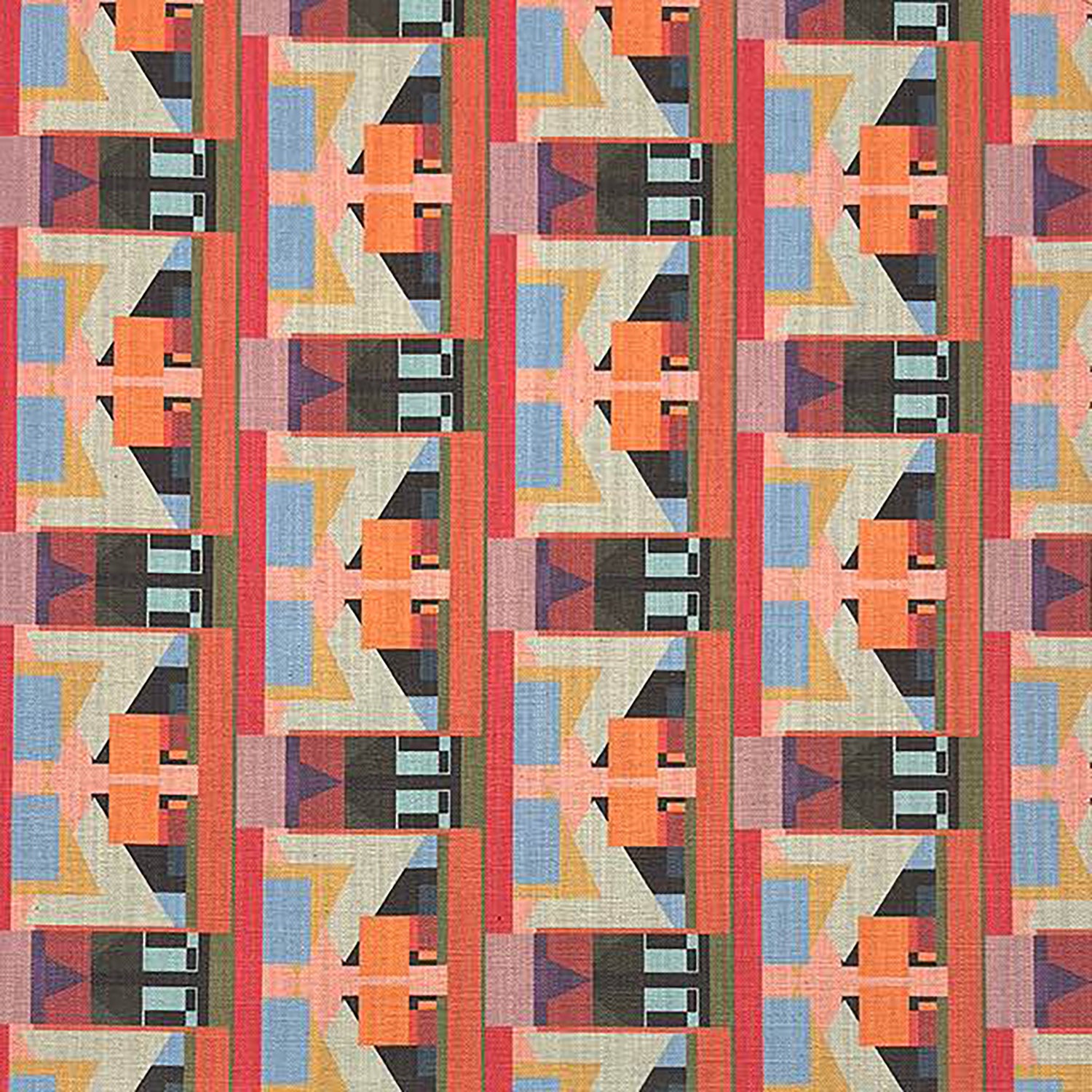 Flat lay of Weimar No.11 fabric with Bauhaus-inspired geometry