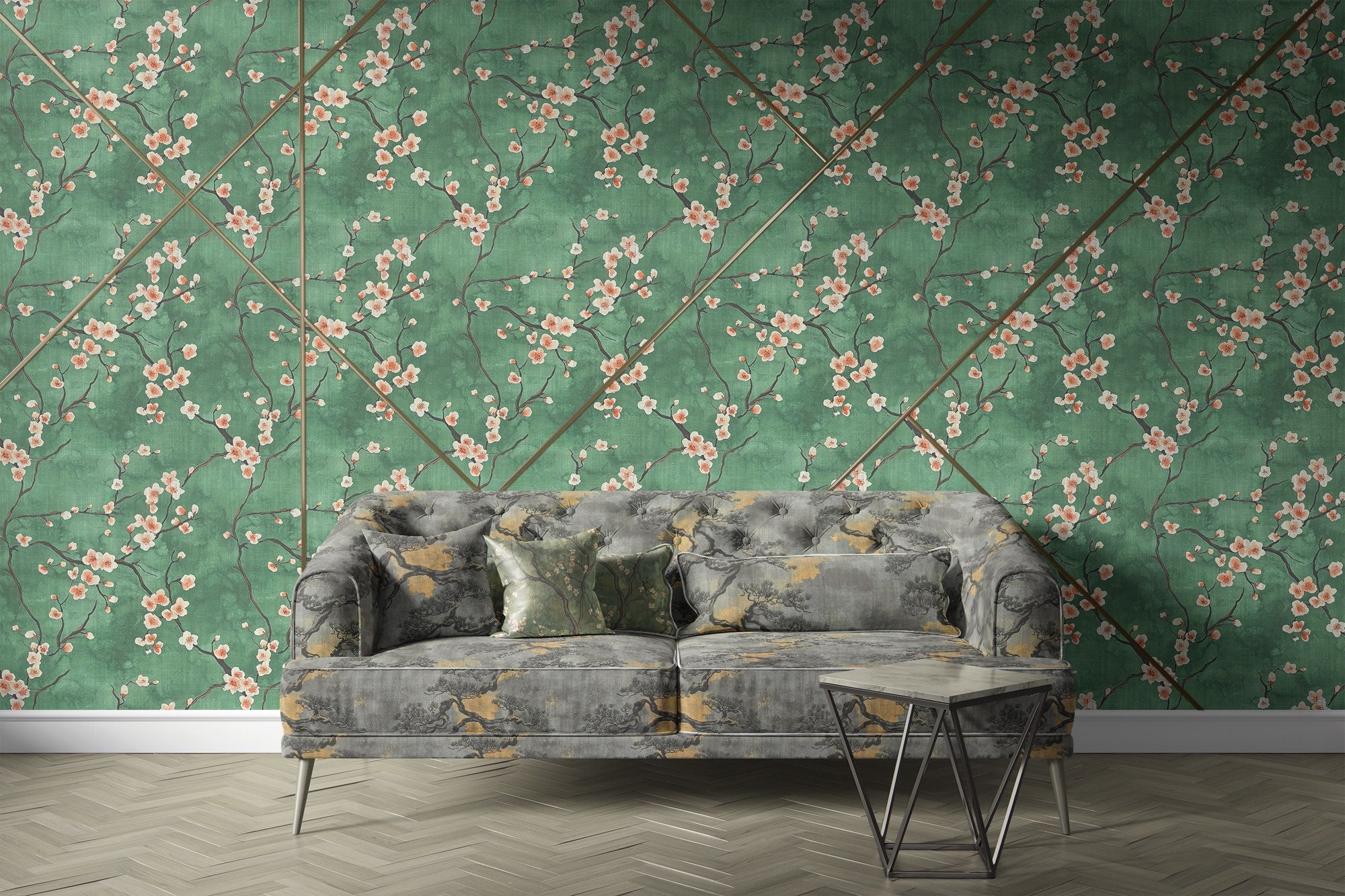 Living room styled with Saint and Poet multicoloured upholstery fabrics showing tonal layering and balance.