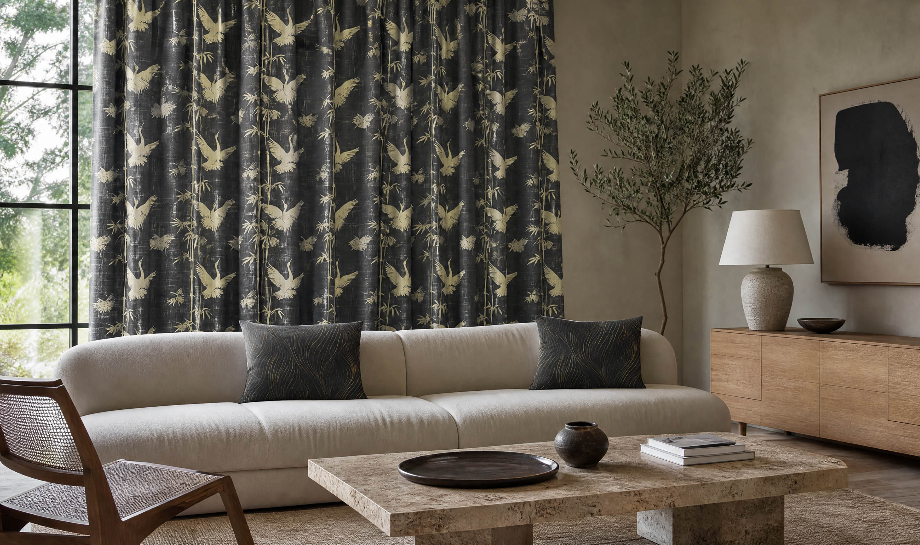 Black Curtain Fabric by the Metre