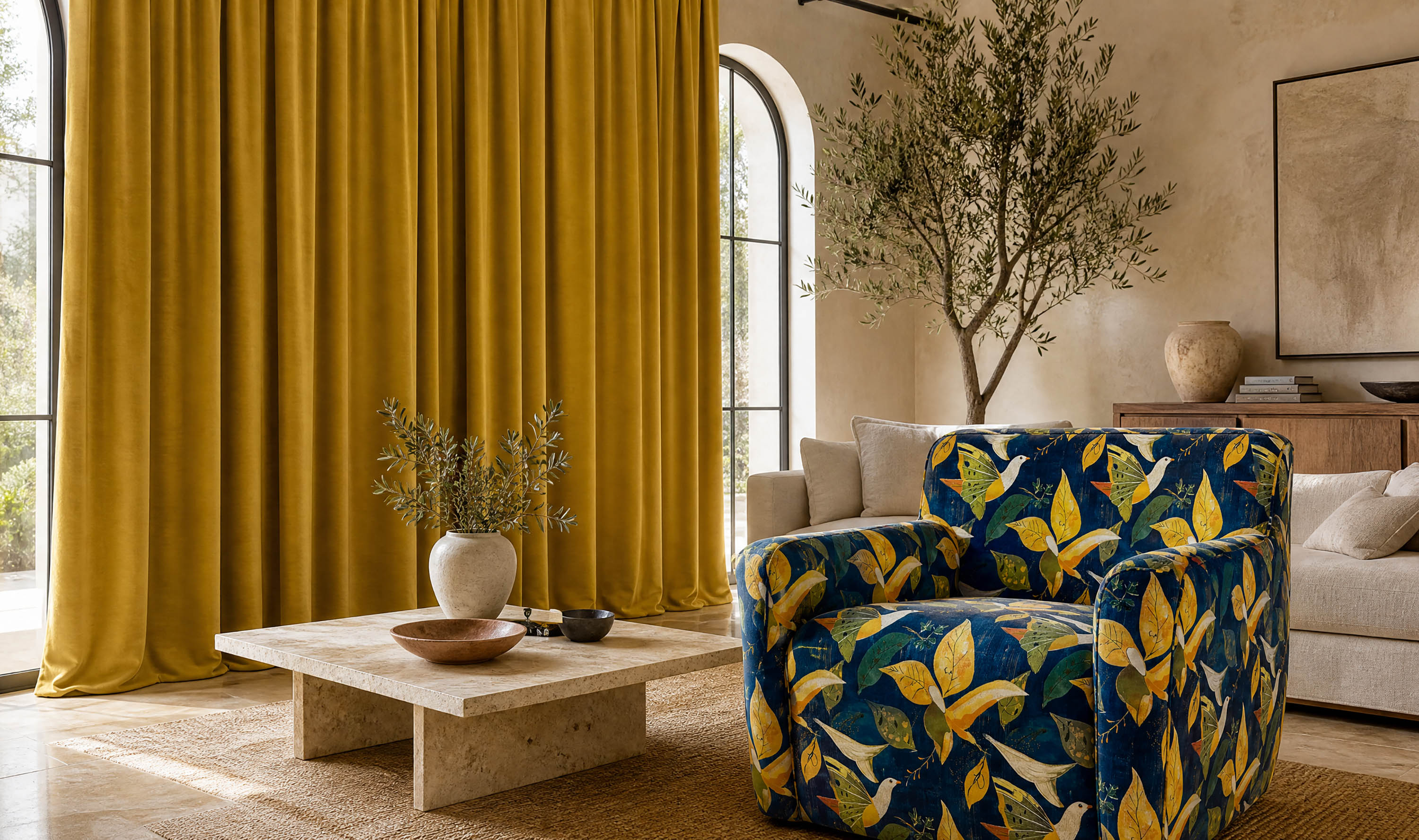 Yellow Curtain Fabric by the Metre