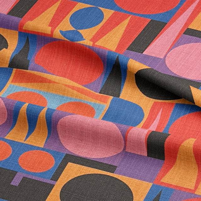 Detailed view of Avant No.17 upholstery fabric texture showing bold colour blocking and sharp cubist lines