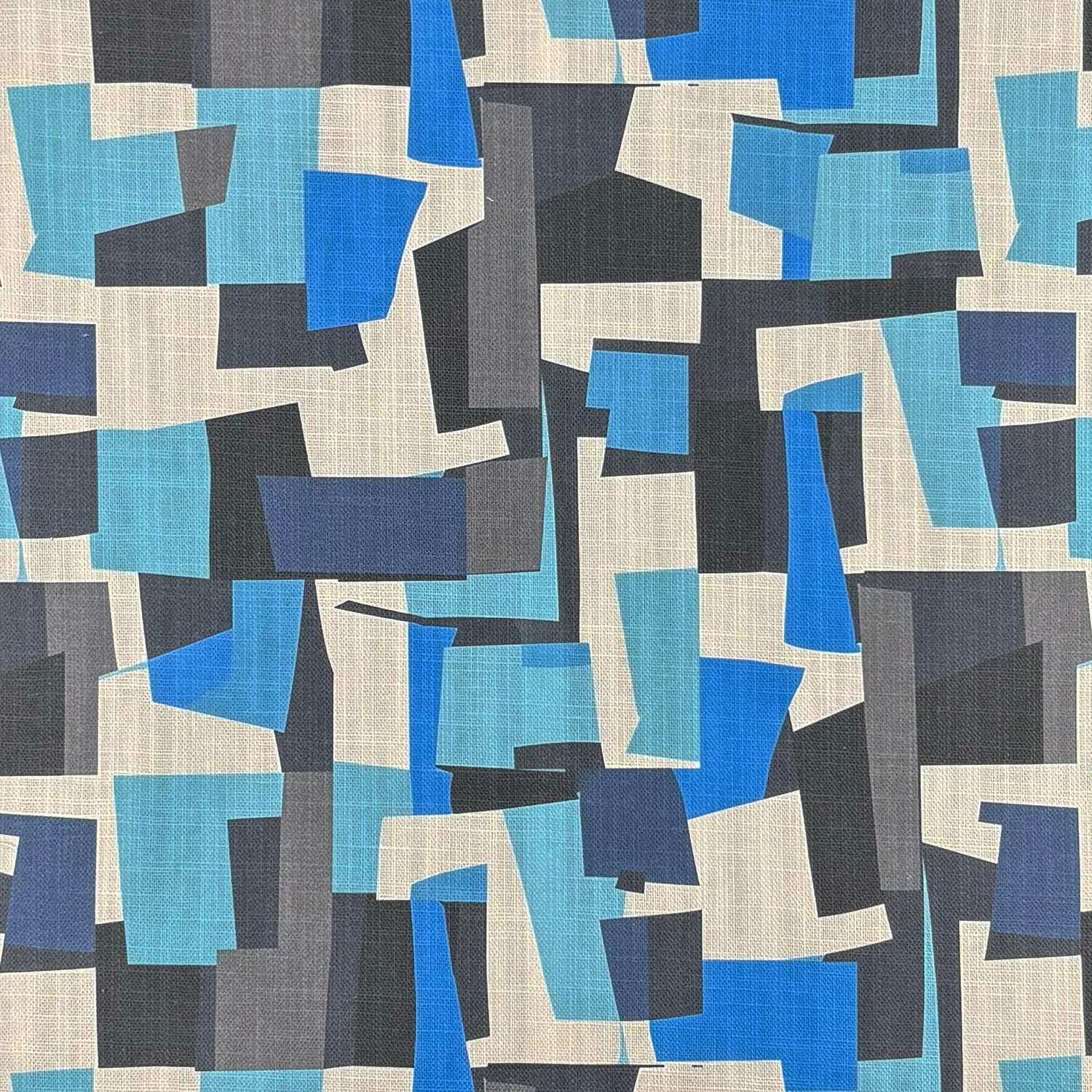 Collage No.11 blue and grey abstract patterned upholstery fabric flat image