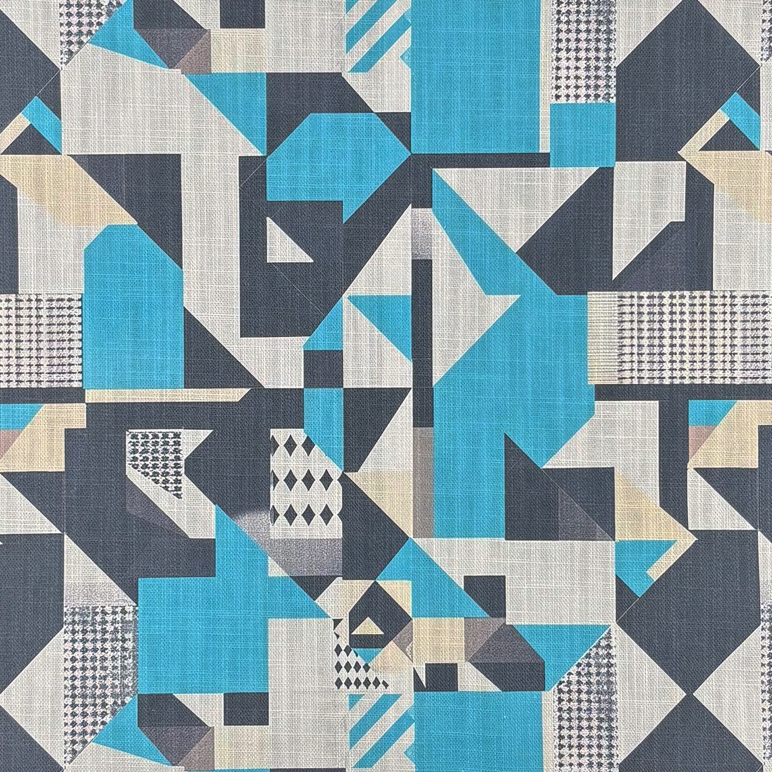 Creation No.12 Upholstery Fabric flat image showing bold painterly abstract blue design