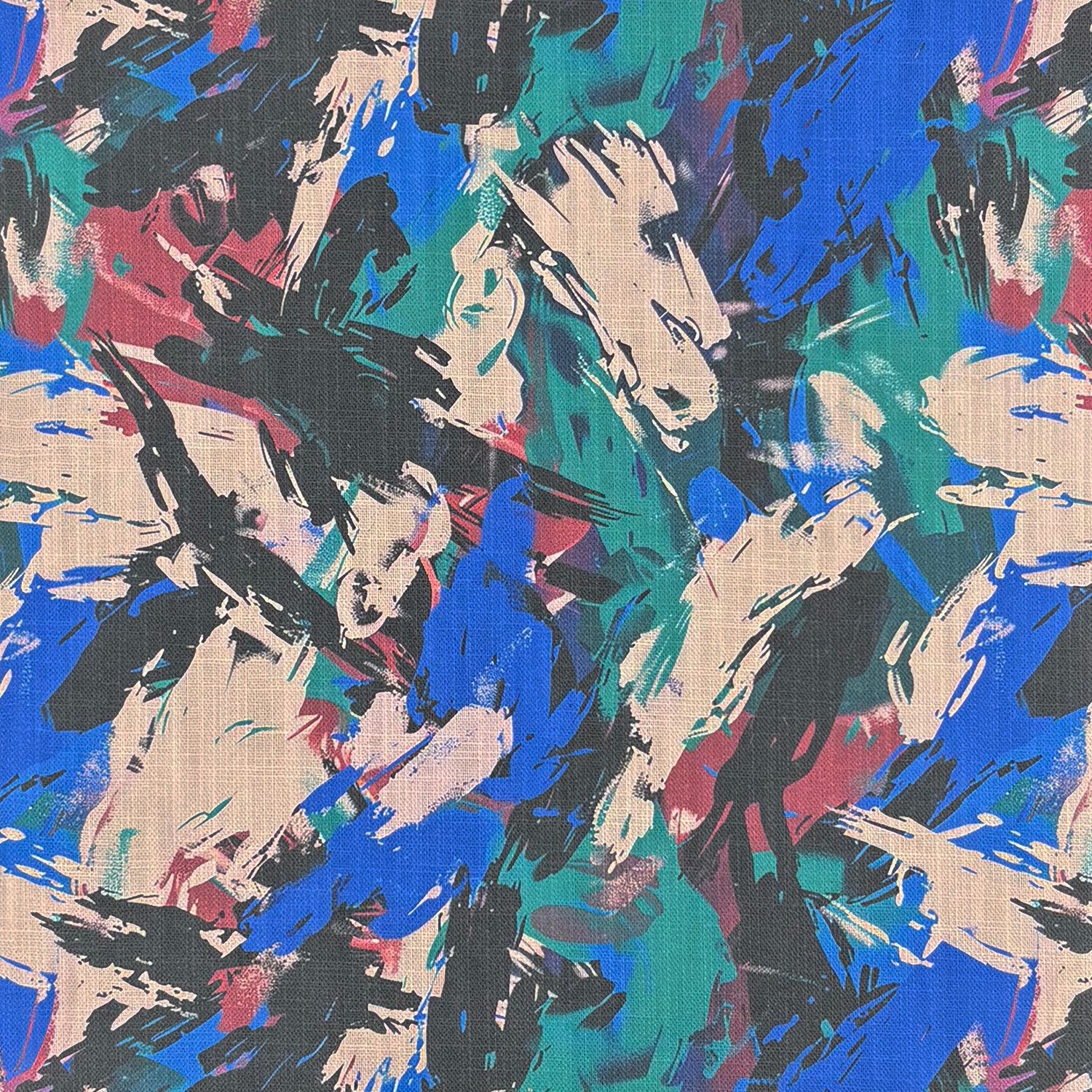 Dash No.11 Flat fabric sample – abstract blue and green upholstery fabric swatch