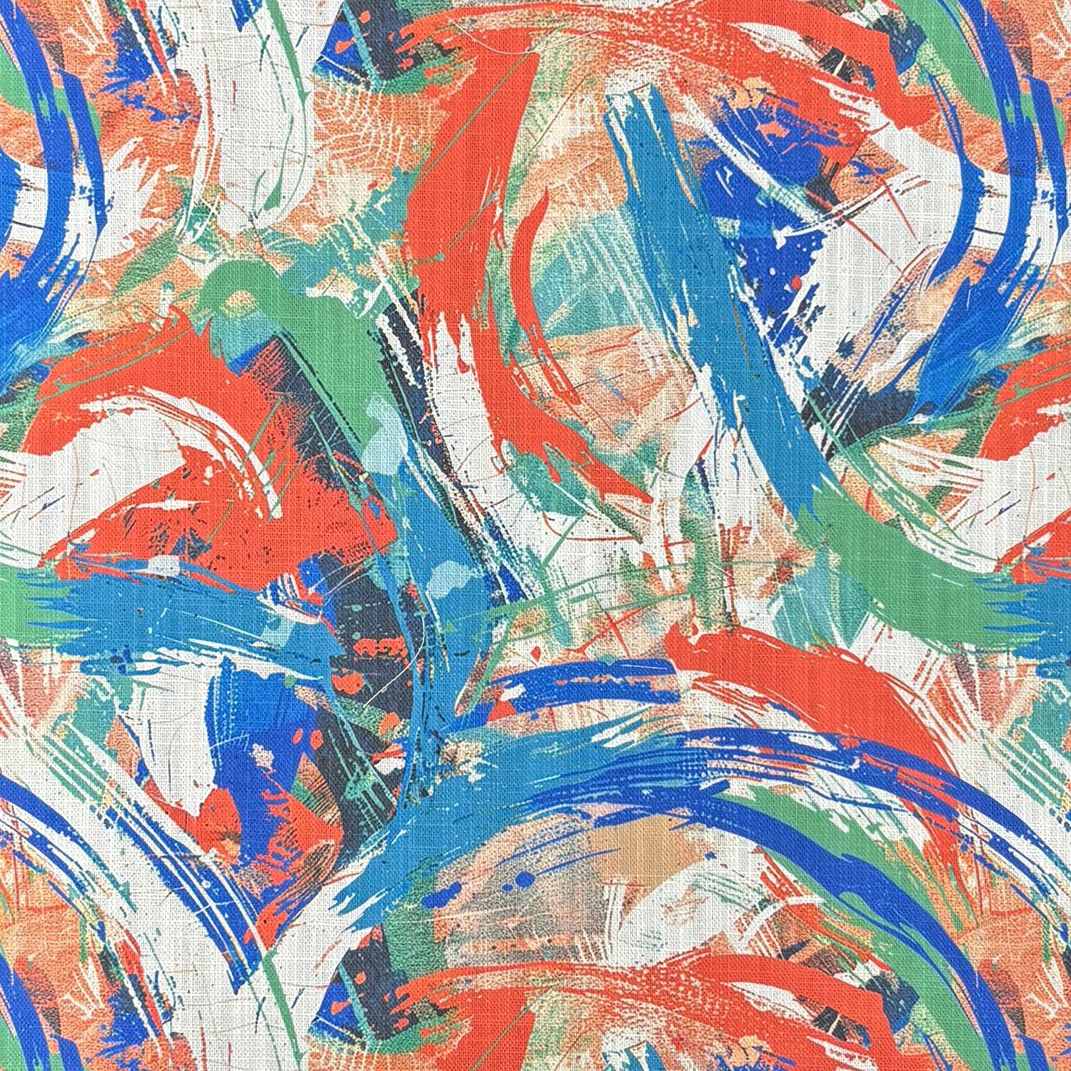 Close-up of Dash No.14 multicoloured abstract upholstery fabric with painterly brushstrokes