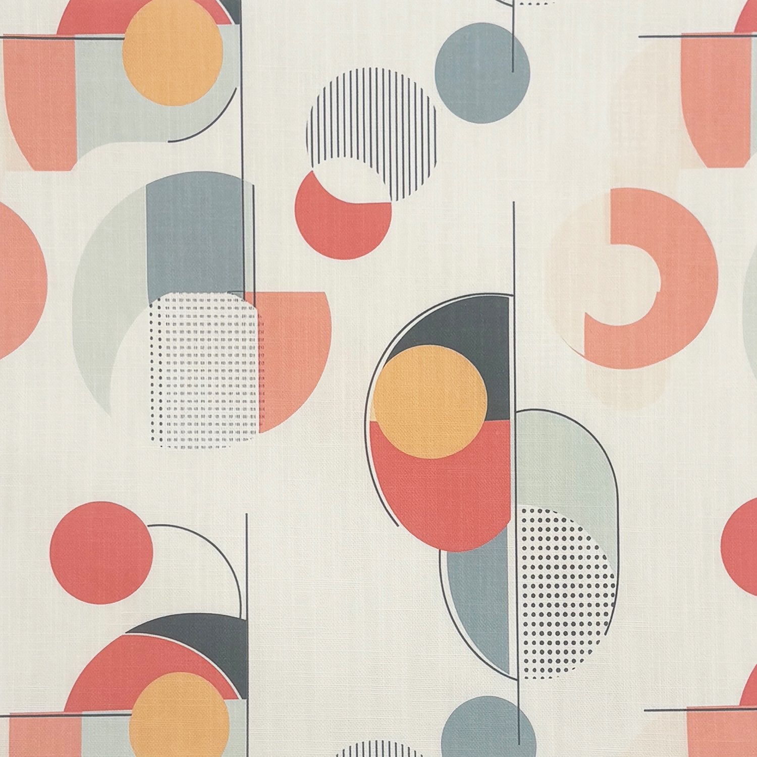 Flat image of Elements No.4 multicoloured abstract circle pattern upholstery fabric