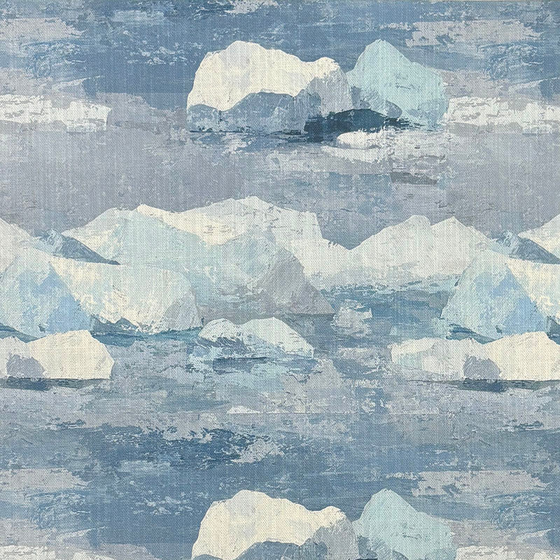 Fauve No.6 cool blue abstract upholstery fabric with slate, aqua and cream painterly landscape-style forms