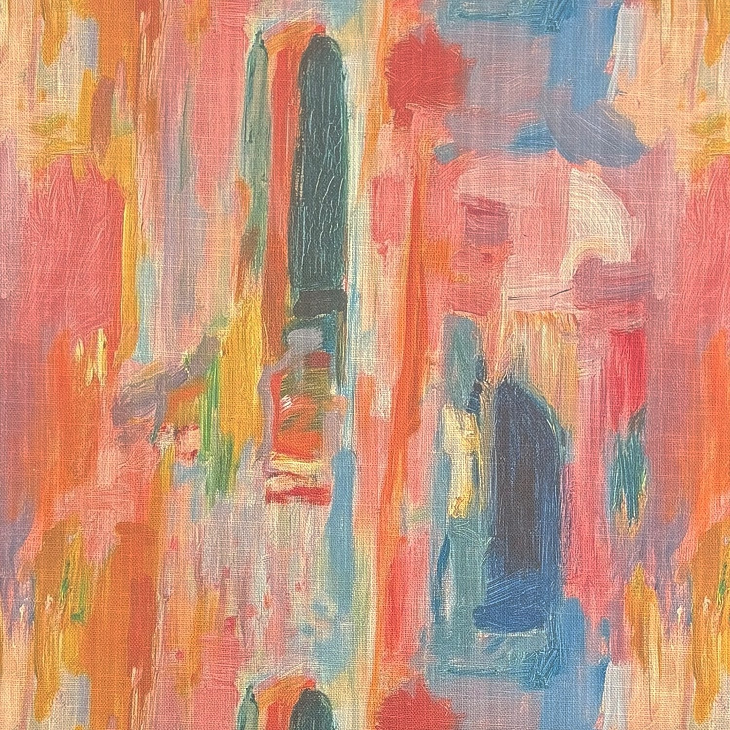 Flat lay of Fresco No.11 pink upholstery fabric with expressive brushstrokes