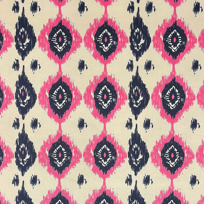 Kilim No.28 Crib5 velvet flat swatch with pink and charcoal Kilim design in a rhythmic geometric layout