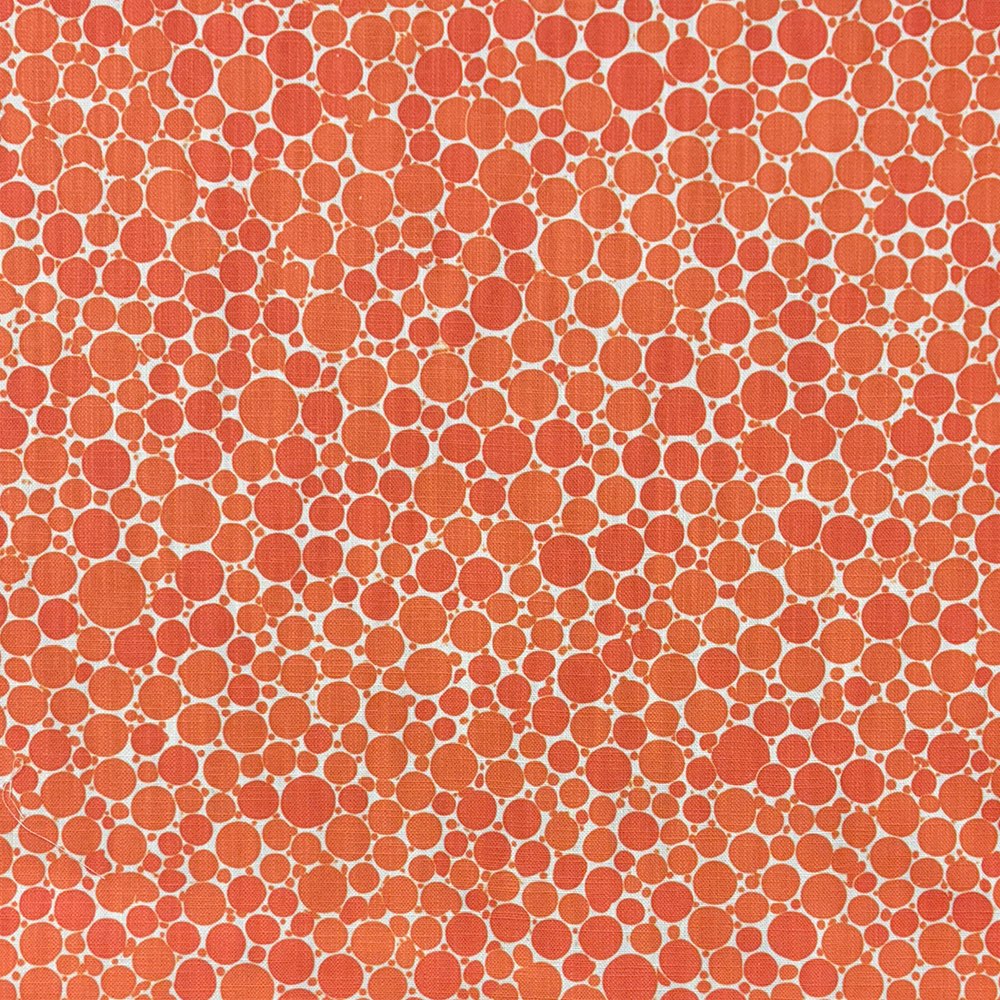 Pointillia No.1 orange polka dot linen curtain fabric flat image with painterly circular print