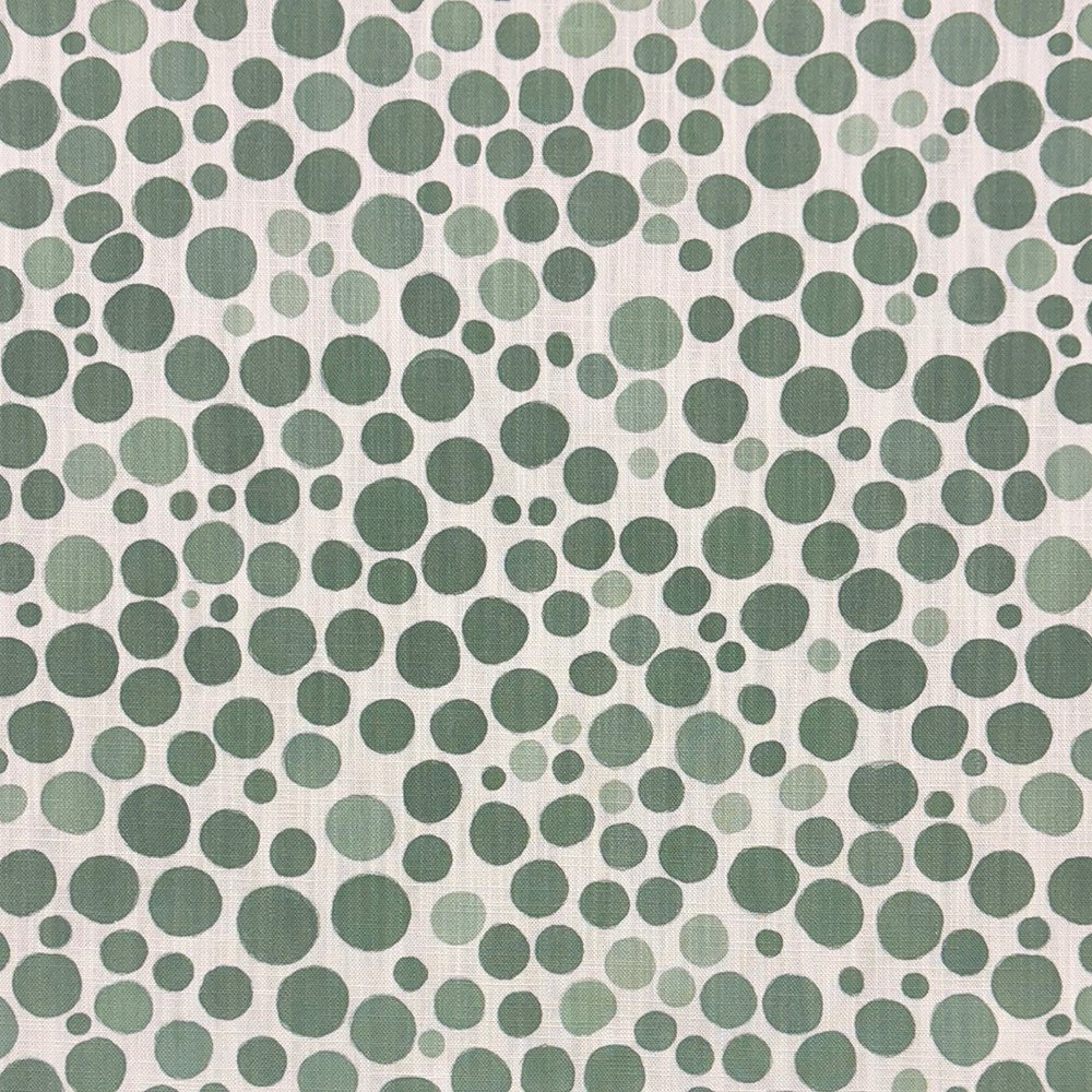 Pointillia No.3 sage green polka dot linen curtain fabric flat image with soft painted dots