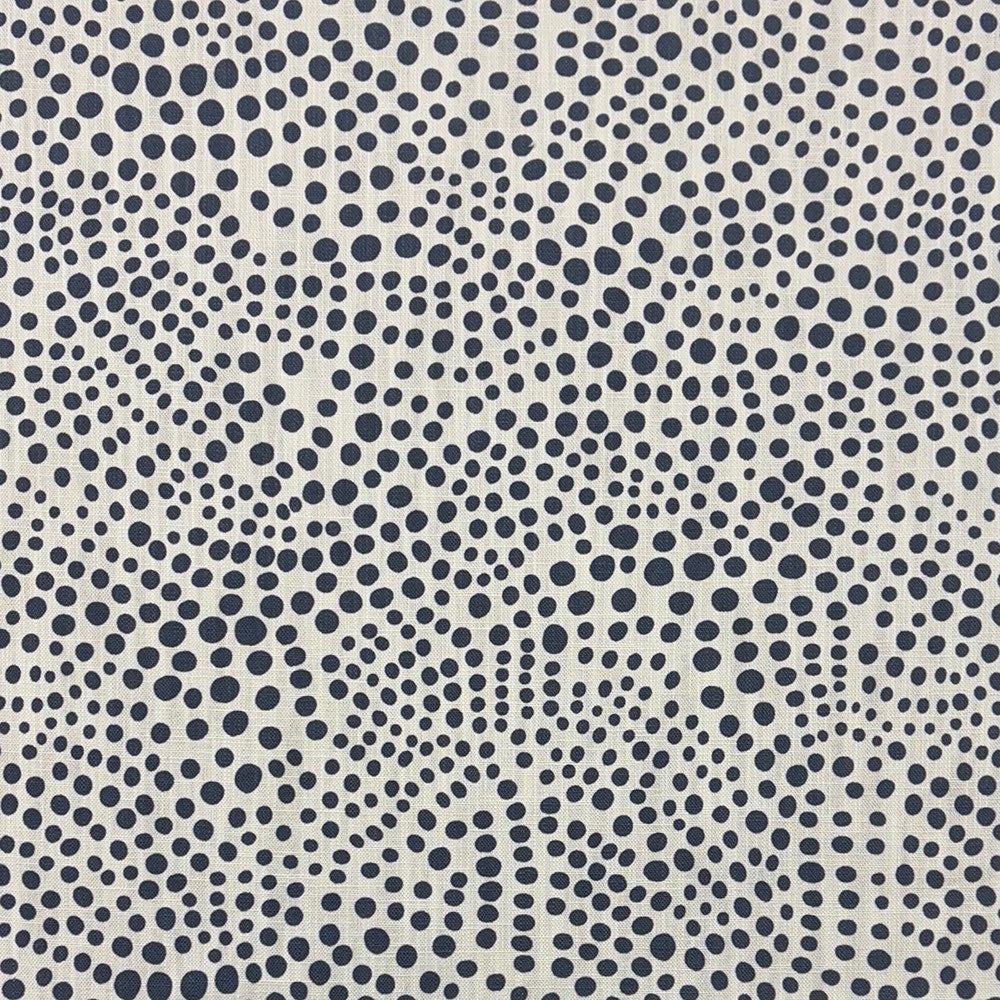 Pointillia No.6 dark navy polka dot linen curtain fabric flat image with bold blue contrast