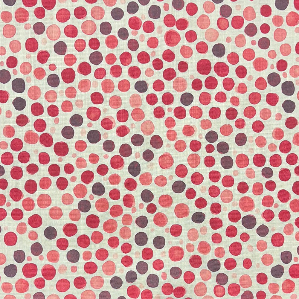 Pointillia No.7 pink red polka dot linen curtain fabric flat image with painterly spotted design