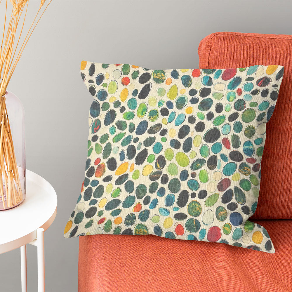 Pointillia No.8 cushion in multicoloured polka dot curtain fabric for bold designer room styling