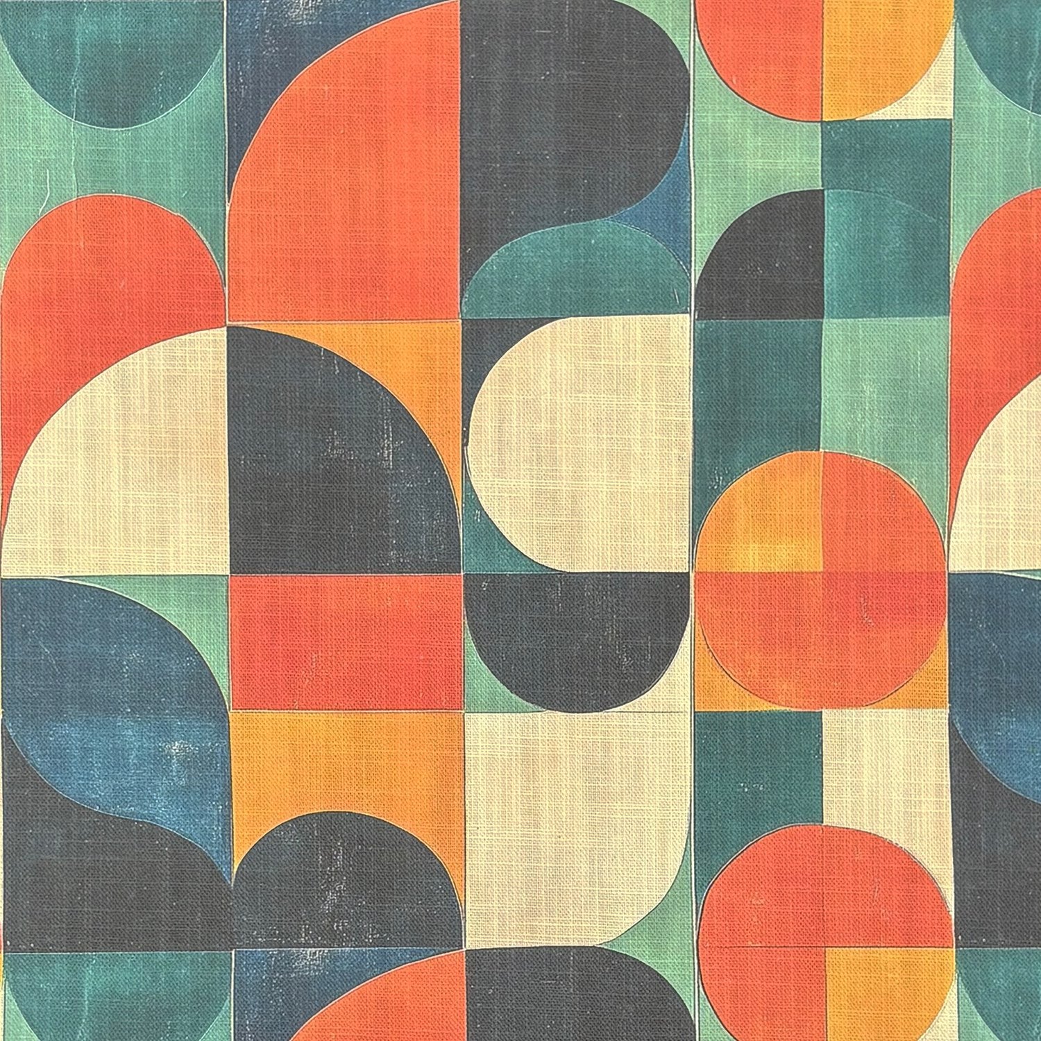Flat swatch of Populist No.9 multicoloured upholstery fabric with abstract shapes