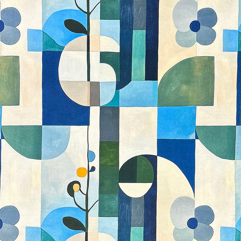 Blue green Populist No.15 Crib5 velvet fabric with decorative printed pattern for luxury upholstery