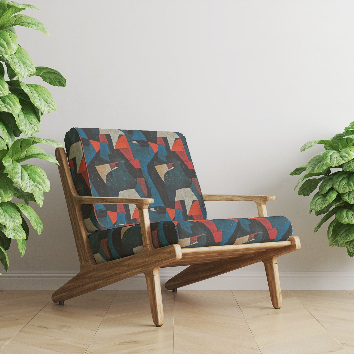 Sculpture No.19 upholstery fabric on modern wood frame chair