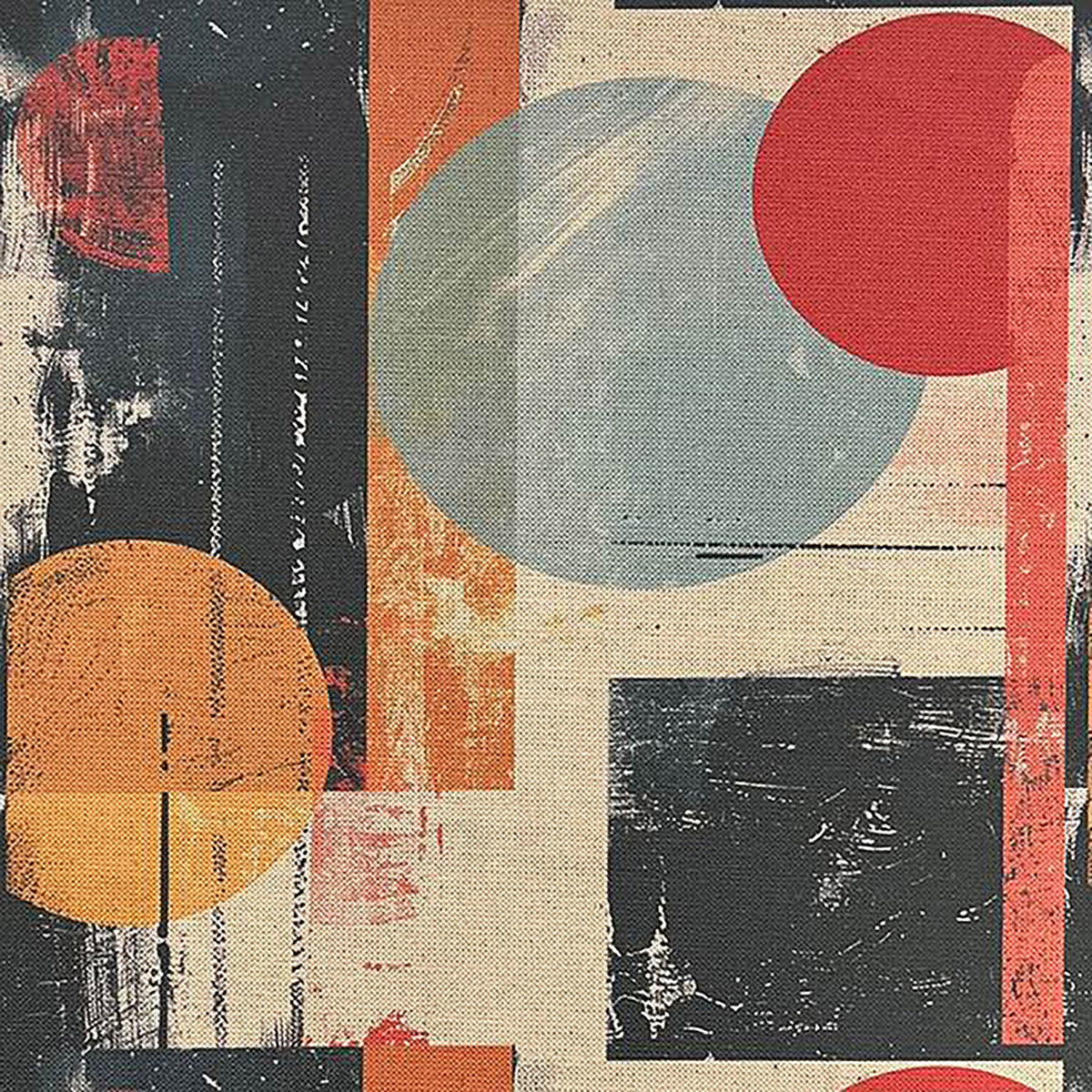 Symbolic No.2 Upholstery Fabric – Artistic Rust & Teal Fabric