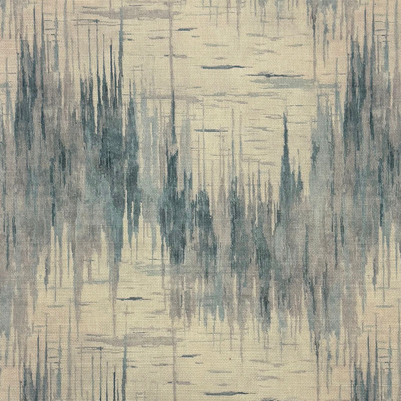 blue linen curtain fabric Texture No.2 with vertical textured pattern in slate and denim tones creating soft painterly effect