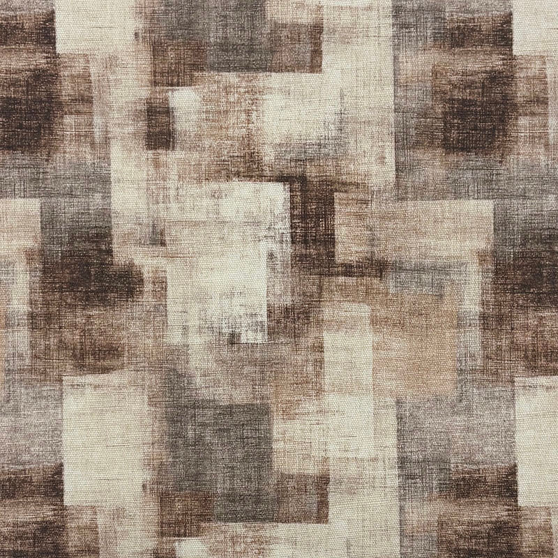 brown upholstery fabric Texture No.4 with layered abstract block pattern in taupe, beige and earthy tones creating a textured printed effect