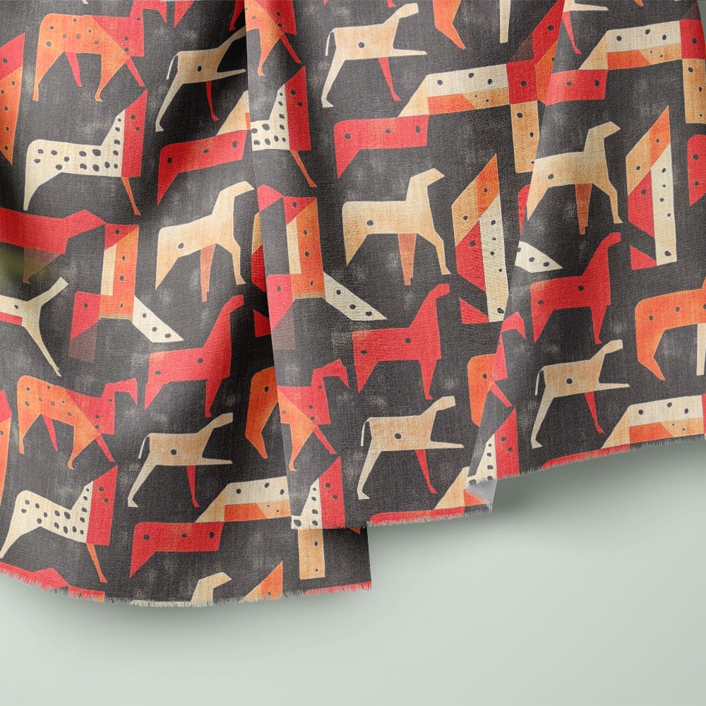 Artistic animal print fabric on luxury curtains – statement upholstery styling