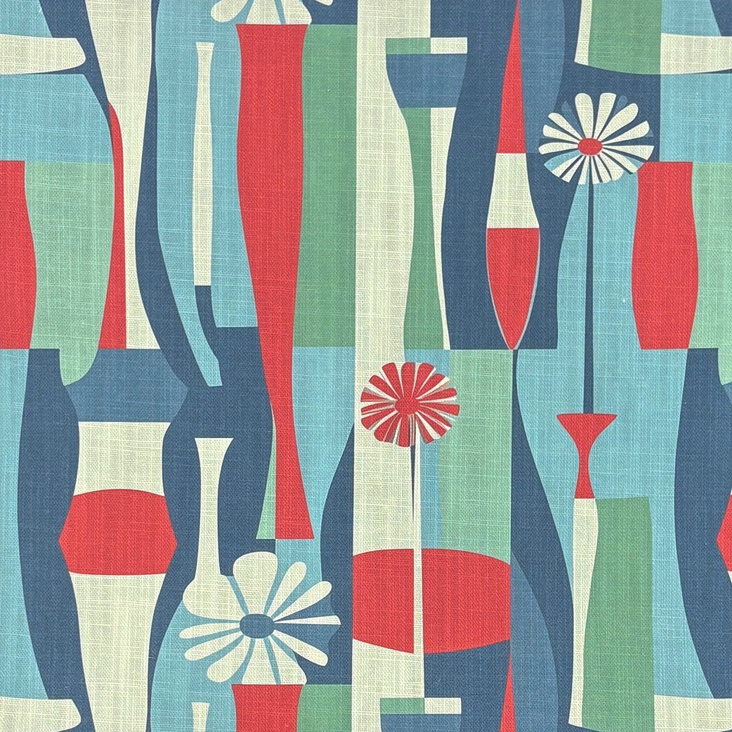 Flat lay of Tulpan No.13 floral multicoloured linen blend upholstery fabric