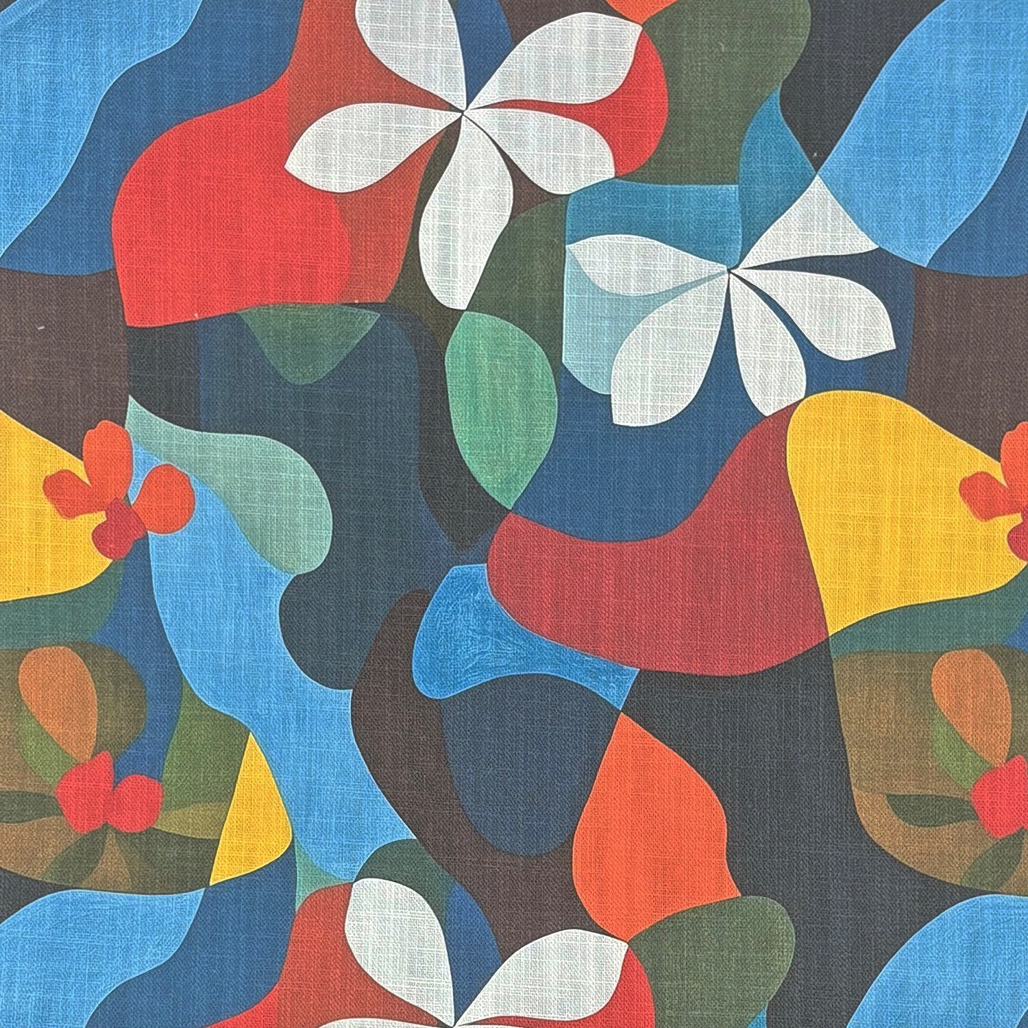 Flat lay of Tulpan No.6 multicoloured floral linen-blend upholstery fabric