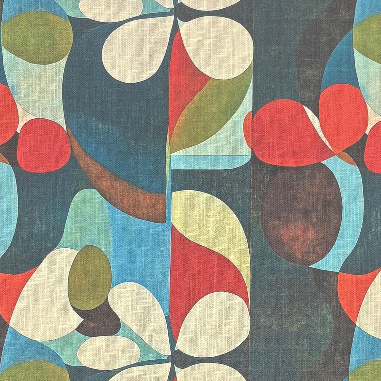 Tulpan No.9 multicoloured floral upholstery fabric – flat swatch with abstract tulip shapes