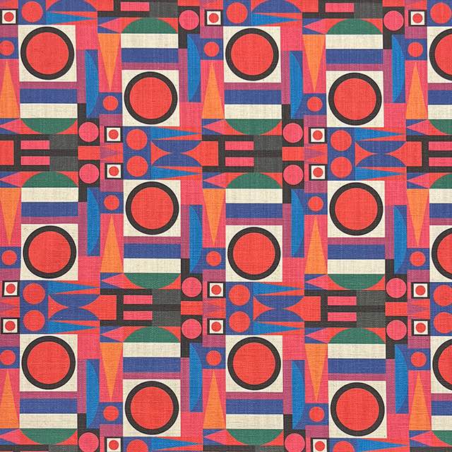 Weimar No.7 multicoloured geometric upholstery fabric – flat lay detail