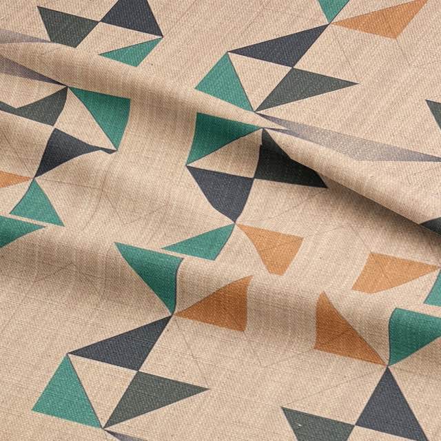 Close-up of Weimar No.8 fabric with structured Bauhaus-inspired shapes