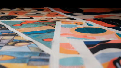 Video featuring a range of luxury upholstery fabrics from Saint and Poet, highlighting diverse designs including bold geometric patterns, vibrant colors, and artistic styles for statement furniture.